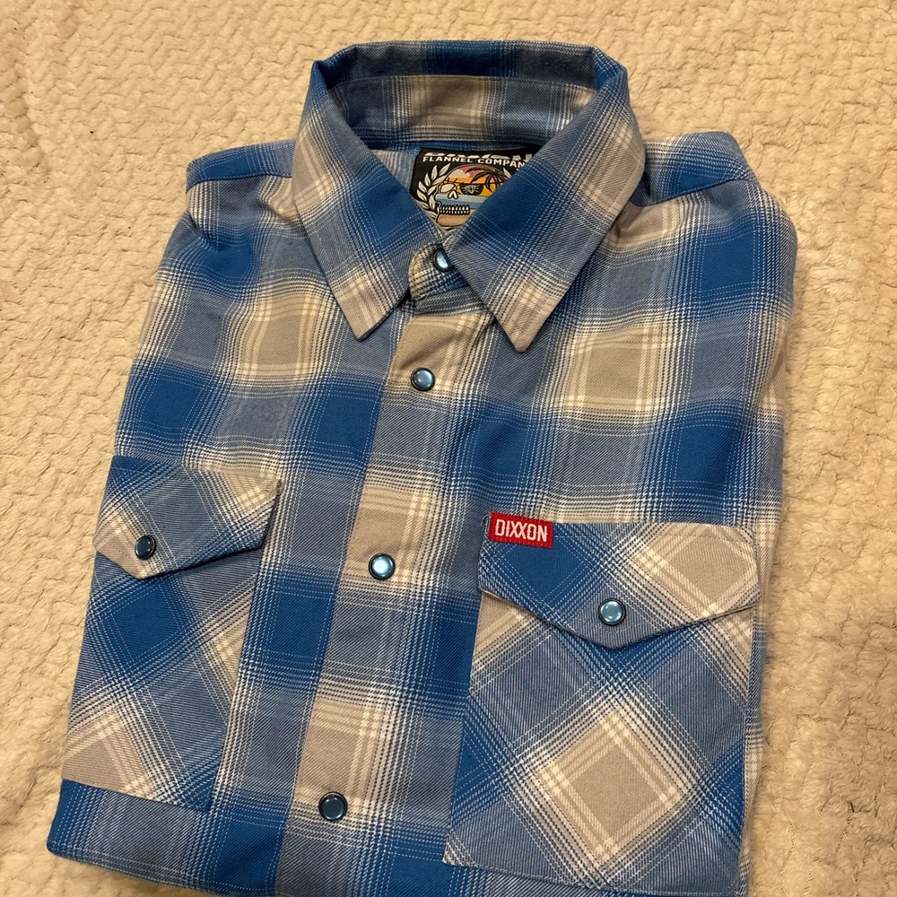 DIXXON Blue and Gray Plaid Casual Shirt